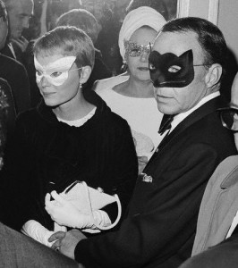 Frank Sinatra and Mia Farrow Wearing Masks